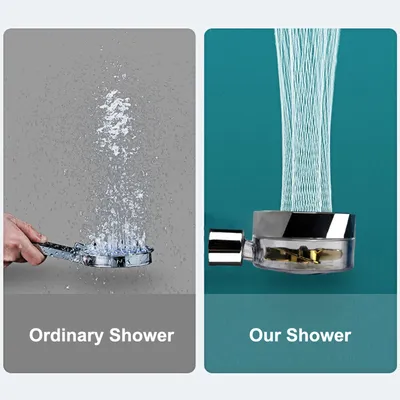 Shower Head Water Saving Flow 360 Degrees Rotating With Small Fan ABS Rain High Pressure Spray Nozzle Bathroom Accessories