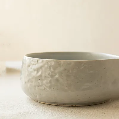 Round Belly Water Ripple Ceramic Fruit Salad Bowl