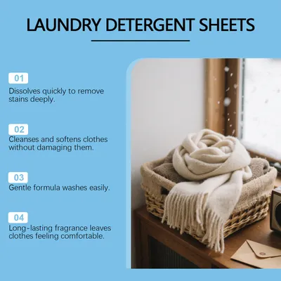 JAKEHOE Laundry Sheets Daily Cleaning For Clothes, Removes Stubborn Stains Gentle On Skin Leaves A Lasting Fragrance For Your Home Protects Your Clothes