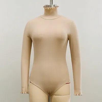 Fashion Ladies Bodysuit Solid Color Turtleneck Long Sleeves