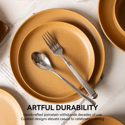 12-Piece Stoneware Dinnerware Sets With Mugs  Microwave & Dishwasher Safe Non-Toxic Dinner Plates Bowls Set  Stackable Matte Glaze Kitchenware For 3