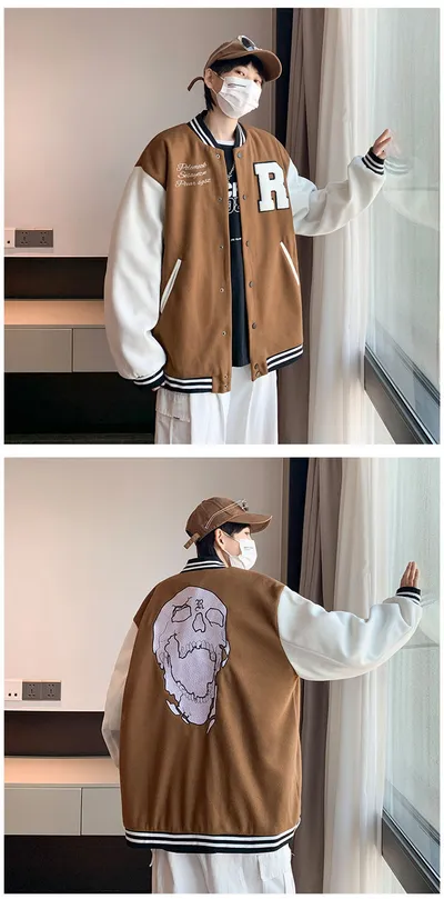 Coat Men's Hong Kong Style Trendy Brand Ins Loose Sports Baseball Uniform Harajuku Style Retro Casual Jacket Top