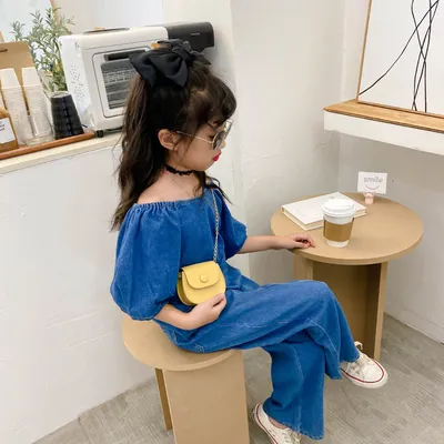حقيبة كتف نسائية بسلسلة وحقيبة أطفال