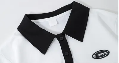Women's Contrast Color Short Polo Collar Short Sleeve T-shirt