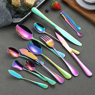 Colorful stainless steel tableware