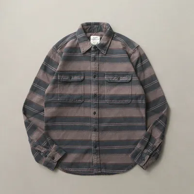 Men's Long Sleeve Retro Thick Brushed Plaid Shirt