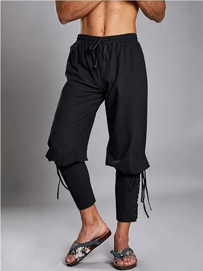 Hip-hop Breathable Cotton And Linen Leisure Sports Tethered Trousers