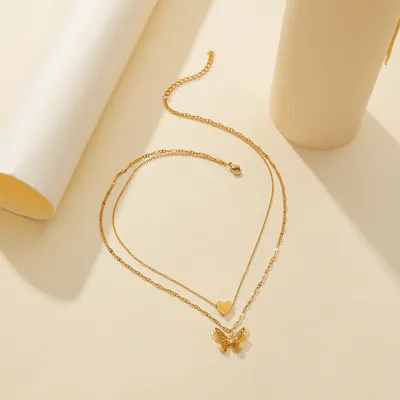 Niche Double Layer Necklace In Fashionable Titanium Steel