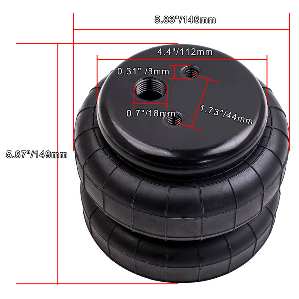 4 Pieces Heavy Duty 2500lb NPT Double Bellow Air Suspension Bag Air Spring Bags