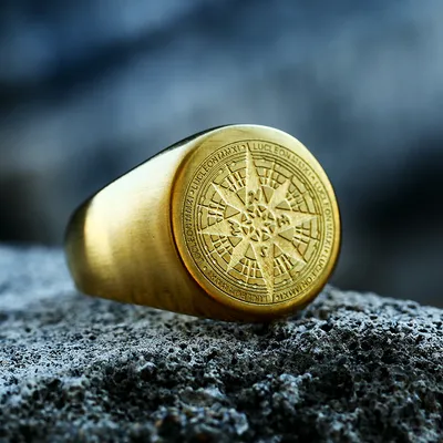 Men's Stainless Steel Compass Ring