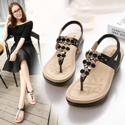 Metal buckle wedge latex oversized shoes
