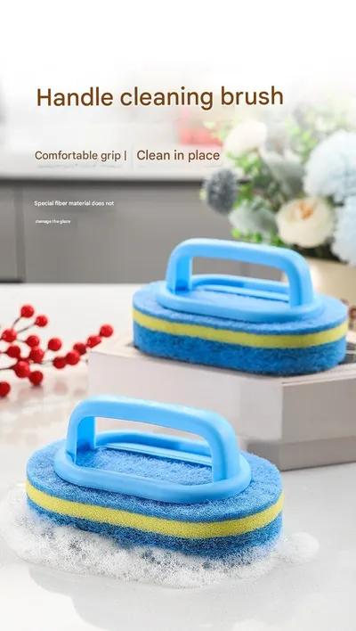 Kitchen Handle-style Pot Brush, Multi-functional Bathroom Tile Cleaning Brush, Double-layer Thickened Bathtub Brush, Sponge For Removing Stains.