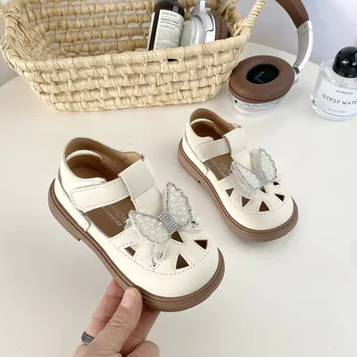 2026 New Summer Girls Princess Shoes, Fashion Kids Bow Sandals, Soft Sole Closed-Toe Summer