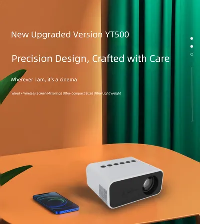 جهاز عرض LED صغير - إصدار أسود، 15-100 بوصة، 24 لومن ANSI، عكس الشاشة لاسلكيًا وسلكيًا، 110×90×50 مم، 18 واط