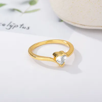 New Heart-shaped Stainless Steel Ring With Zircon Love Ring For Girls Jewelry Gifts