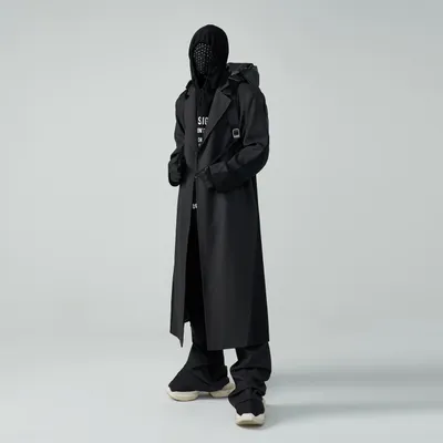 Autumn And Winter Wool Unbuttoned Loose Padded Shoulder Mid-length Patchwork Coat