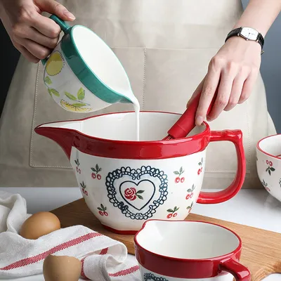 Sharp-mouthed Ceramic Handle Home Baking Sauce And Egg Bowl