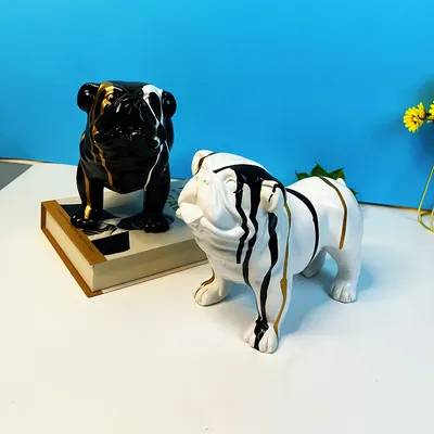 Creative Splash Color Walking Method Dog Fighting Resin Craft Ornament