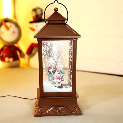 مصباح زينة لعيد الميلاد بتأثير تساقط الثلج (على شكل فانوس شارع)