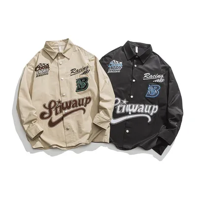 Racing Elements Heavy Work Embroidered Shirt Men's Ins