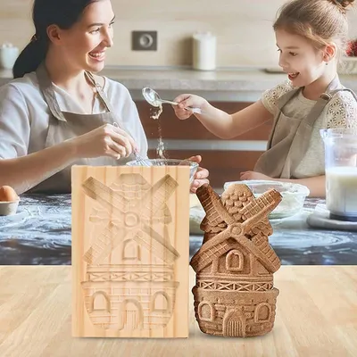 Wooden Gingerbread Cookie Mold Pine Nuts Rose Flower Cookie Mold Wooden Rose Flower Christmas Kitchen Tools