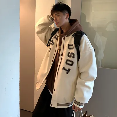 JacketHigh Street Men's Alphabet Print Baseball Jacket