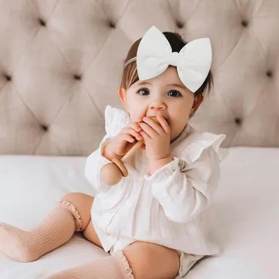 Soft Headbands Baby Girls Nylon Headband With Hair Bow Hairbands Hair Accessories For Newborn Infant Toddler Kids