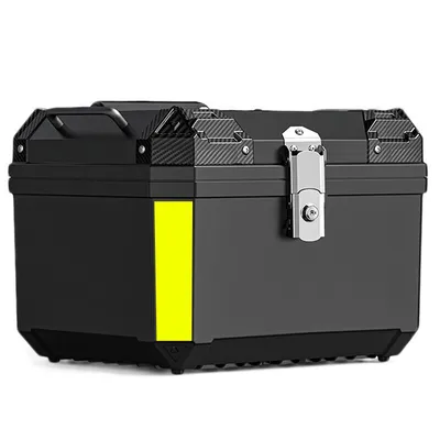 45L Motorcycle Rear Top Box Luggage Top Tail Carrier Case With Reflective Black