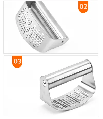 Stainless Steel Garlic Press Manual Mincer Chopping Tools Curve Fruit Vegetable Cooking Kitchen Gadgets