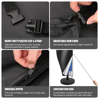 170 Cm Garden Parasol Cover Patio Umbrella Heavy Duty Waterproof Furniture Protector--30X22.5X2