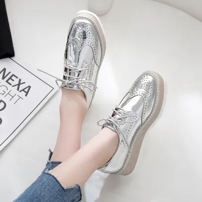 British Style Lace-up Thick-soled Muffin Shoes