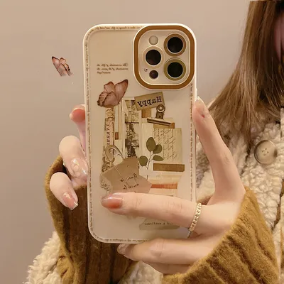 Retro Sticker Phone Case Literary Art
