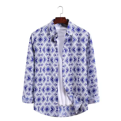 Striped Printed Long-sleeved Shirt Plus Size Wave Pattern