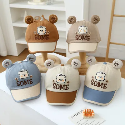 Summer New Cute Little Bear Embroidered Lettered Baby Baseball Cap - A Cartoonish, Fresh And Cool Sun Hat For Kids