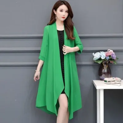 Summer Chiffon Shirt Mid-length Ultra-thin Coat