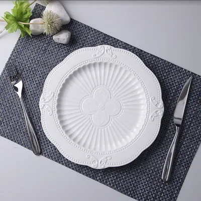 Household European Pure White Dessert Plate Water Fruit Plate