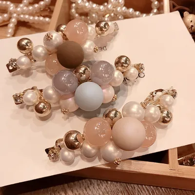 Net Red Hair Accessories Sweet Pearl Spring Clip