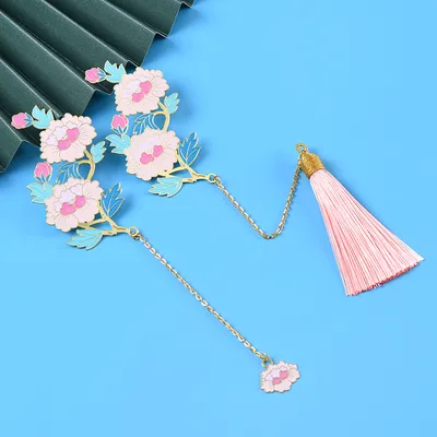 Flowers Bloom Rich Enamel Craft Metal Hollow Bookmark