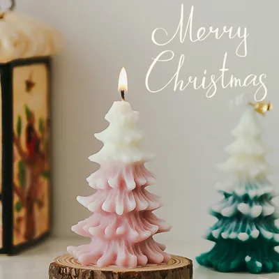 Merry Christmas Candle 3D Xmas Tree Shaped Aromatherapy Candles Ornaments Navidad New Year Party