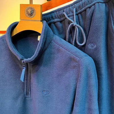 Men's Stand Collar Running Fleece Winter Sports Suit