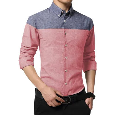 Men's long sleeve shirt with button collar