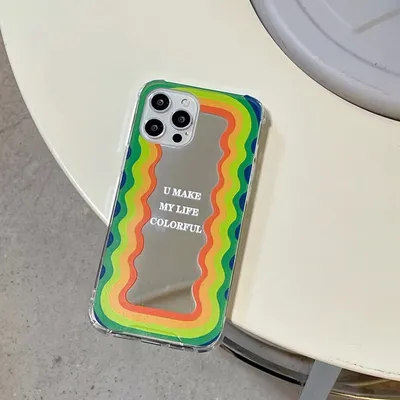 Striped Letter Mirror Phone Soft Case