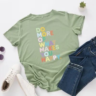 Women's Loose Round Neck Short-sleeved T-shirt With Letters