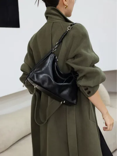Cross-border Korean-style Niche Design Tote Bag, Top Layer Genuine Leather, Large Capacity, New Fashion Women's Shoulder Bag