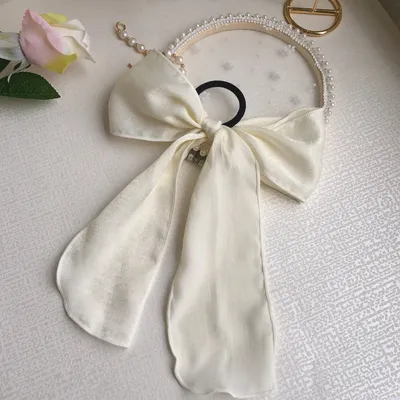 Silk satin oversized bow hair tie