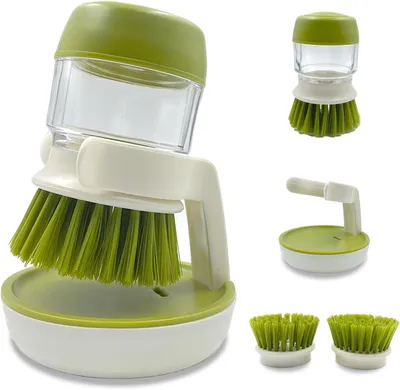 Soap Dispenser Dish Brush Palm Brush Scrub Brush Equipped With Storage Bracket And Drainage Base,Easy To Clean Kitchen Utensils And Sink,  For Cleaning Pan, Pot, Sink