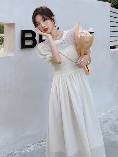 Fashionable French White Dress For Women