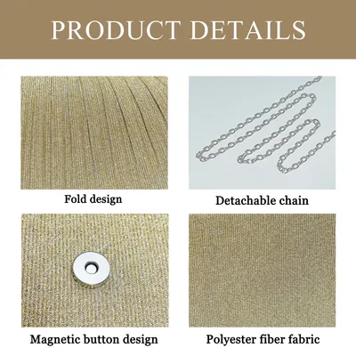 Festival Gold Crinkle Handbag - Party Must-Have Dressy Clutch, Elegant Shoulder Bag For Banquet