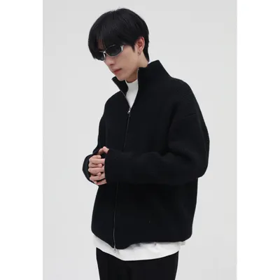 Loose Personality Double Zipper Design Lazy Style Knitted Sweater Men