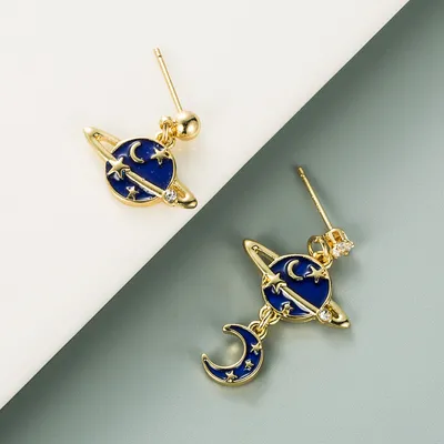 European And American Fashion Planet Moon Earrings